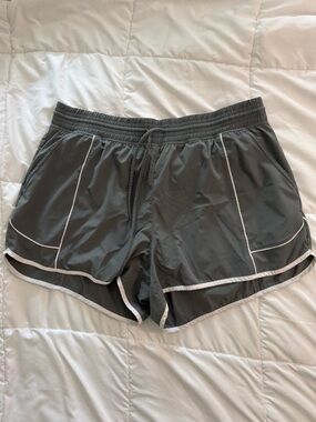 Women's Athletic Running Shorts - Gray with White Trim